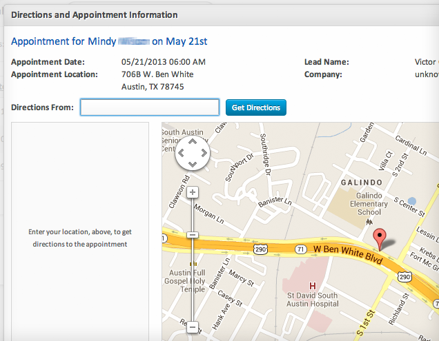 Appointment Directions (screenshot)